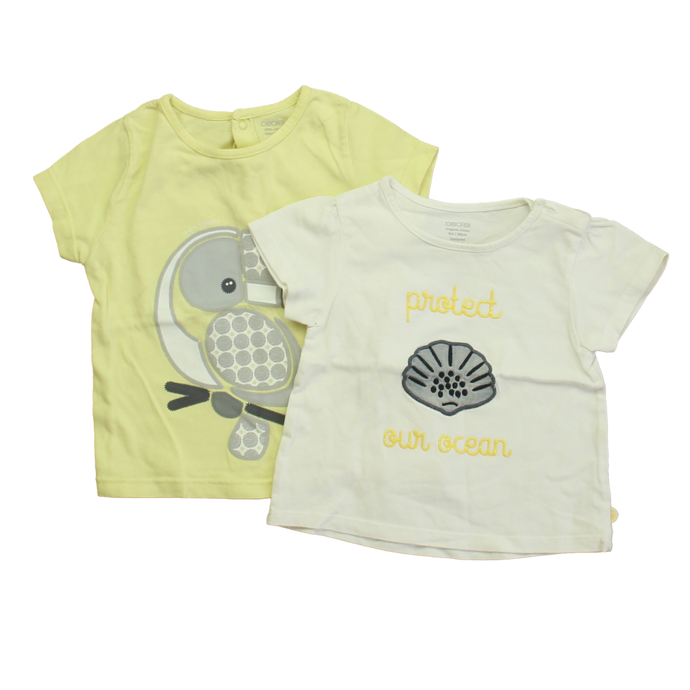 Obaibi Girls White | Yellow T-Shirt size: 6-12 Months